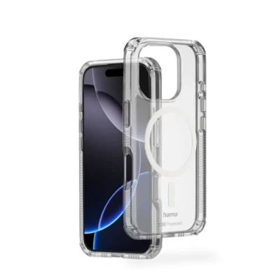 Abbildung von Hama Handyhülle Extreme Protect für iPhone 16 Pro und MagSafe (D3O Bumper, stoßfest, sturzsicher, bruchsicher, durchsichtige Hülle ohne Vergilben, magnetisches Case induktives Laden)