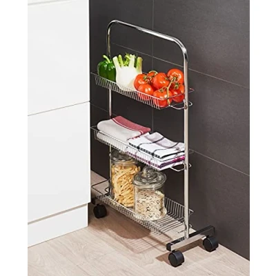 Abbildung von Spetebo Küchenwagen Küchen Nieschenwagen mit 3 Ablagen 77 x 46 cm, Beistellwagen