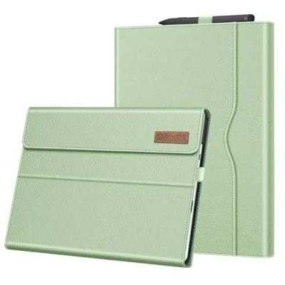 Abbildung von Fintie Hülle für Microsoft Surface Pro 11 / 10 9 13 Zoll Multi Sichtwinkel Kunstleder Tasche Schutzhülle mit Dokumentschlitze Stift Halter, Type Cover Kompatibel, Pastellgrün