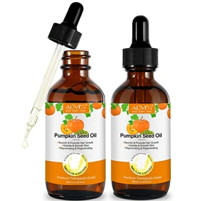 Abbildung von Pumpkin Seed Oil Kürbiskernöl für Haar (60ml) 100 reines Bio Kürbiskern Trägeröl perfekt die Hydratisierung &amp; Reparatur von trockenem, geschädigtem Verwendung auf Haut (120ml)