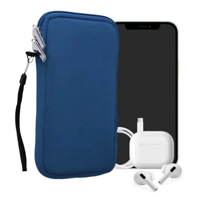 Abbildung von kwmobile Handytasche für Smartphones L 6,5&quot; Neopren Handy Hülle Baltik Blau Tasche 16,5 x 8,9 cm Innenmaße
