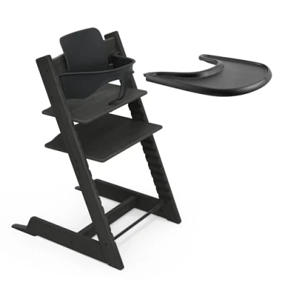 Abbildung von Stokke Tripp Trapp Eiche Hochstuhl (Black) mit Tray Beinhaltet Stuhl, Baby Set 2 und Verstellbar, ergonomisch leicht zu reinigen