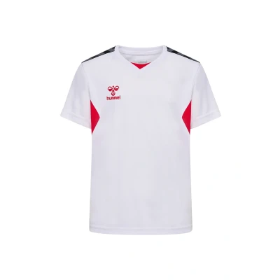 Abbildung von Hummel Authentic Sport Tshirt für Kinder, Größe: 116, White true red