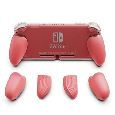 Abbildung von Skull &amp; Co. GripCase Lite: Eine Bequeme Schutzhülle mit austauschbaren Griffen [passend für alle Handgrößen] Nintendo Switch Lite [Keine Tragetasche] Koralle