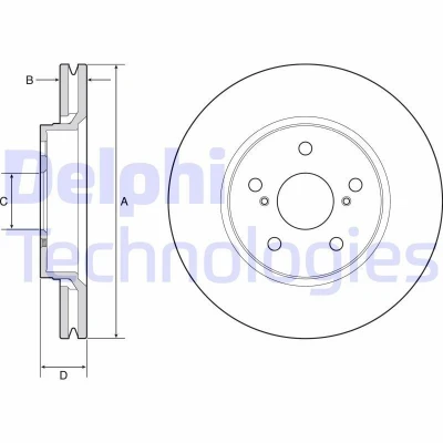 Abbildung von DELPHI Bremsscheibe TOYOTA: C HR, Corolla XII Kombi, Schrägheck 299mm 28mm 5 Belüftet beschichtet BG4952C 43512F4010 Bremsscheiben