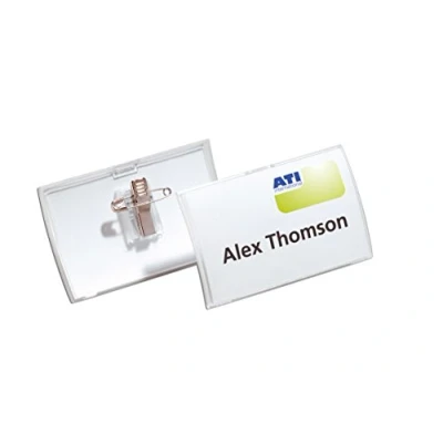 Abbildung von Durable Namensschild Click Fold, mit Kombiklemme, 54 x 90 mm, Packung à 5 Stück, 869319