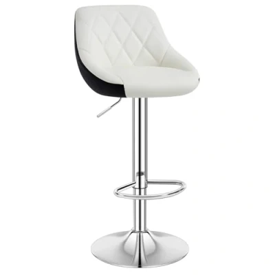 Abbildung von WOLTU® 1x Barhocker Barstuhl Tresenhocker Bistrohocker mit Griff, Design Stuhl, höhenverstellbar, drehbar, Sitzfläche aus Kunstleder, Gestell verchromtem Stahl, 2 farbig, Weiß+Schwarz BH30ws 1