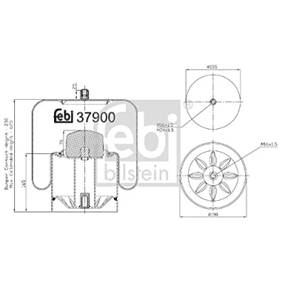 Abbildung von FEBI BILSTEIN 37900 Federbalg, Luftfederung MERCEDES BENZ: ACTROS MP2 / MP3