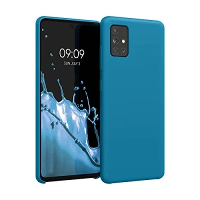 Abbildung von kwmobile Hülle kompatibel mit Samsung Galaxy A51 Silikon Handy Case Handyhülle weiche Oberfläche kabelloses Laden Karibikblau