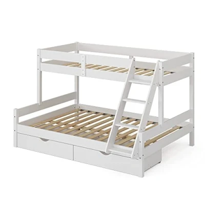 Abbildung von VitaliSpa Etagenbett Everest, Weiß, 140x200 / 90x200 cm mit Schubladen