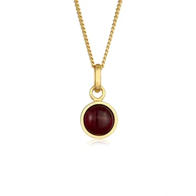 Abbildung von Elli Halskette Damen Solitär Basic Rund mit Granat Edelstein in 925 Sterling Silber vergoldet