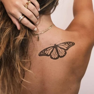 Abbildung von Weiter Schmetterling Tattoo Inkster vegane &amp; wasserfeste Temporäre Tattoos für Erwachsene EU Kosmetikzertifizierte Farbe revolutionäres 2 Wochen Premium Klebetattoos