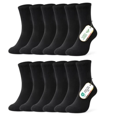 Abbildung von FALARY Socken Herren 47 49 Schwarz Tennissocken 6 Paar Sportsocken Herrensocken Laufsocken Damen Sport Socks Crew Atmungsaktive Baumwolle 50 Wandersocken