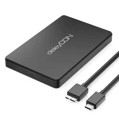 Abbildung von deleyCON Festplatten Gehäuse USB C Festplattengehäuse 2,5&quot; HDD SSD 7mm 9mm 3.1 Gen 1