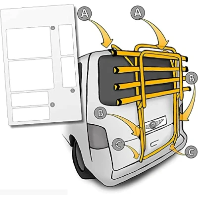 Abbildung von LACKSCHUTZSHOP Auto Lackschutz Folie für Fahrrad Heckträger passend VW T4 Baujahr 1990 bis 2003 Selbstklebende, transparente Schutzfolie Klebe Träger Heck