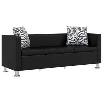 Abbildung von vidaXL 3 Sitzer Sofa Couch Loungesofa Relaxsofa Relaxcouch Kunstleder Schwarz