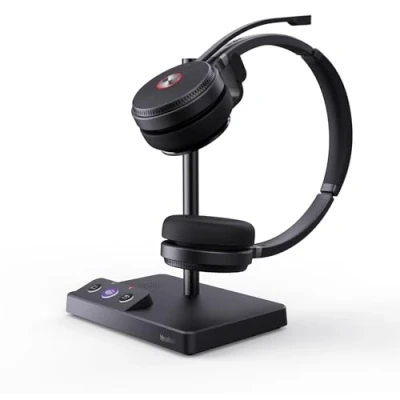 Abbildung von Yealink WH62 kabellos DECT Kopfhörer Teams Zertifiziert, Stereo Büro Headset für Tischtelefon und Computer Softphone, Mikrofon mit Rauschunterdrückung, 14 Stunden Sprechzeit, 160M Wireless Reichweite