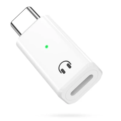 Abbildung von MoKo Lightning auf USB C Audio Adapter unterstützt Line Control, Kopfhörer für iPhone 15 Pro Max Plus, iPad Air/Pro, Nicht zum Aufladen/Datenübertragung, Weiß