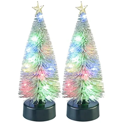 Abbildung von infactory Weihnachtsbaum Leuchtend: 2er Set Bunte LED Weihnachtsbäume mit USB Betrieb, 25 cm hoch (LED Auto, Mini USB, Weihnachtsbeleuchtung)