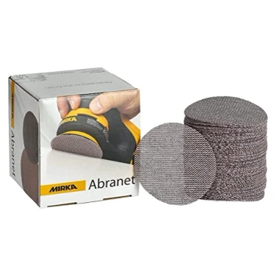 Abbildung von Mirka Abranet Netz Schleifscheiben Ø 77 mm Klett / Korn P500 50 Stk zum Schleifen von Holz, Spachtel, Lack, Kunststoff 5420305051