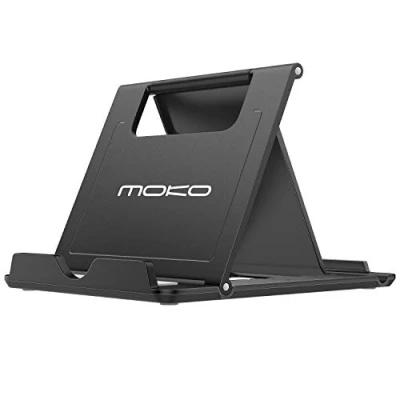 Abbildung von MoKo Verstellbare Handy Ständer/Tablet Halterung für 6 12,9&quot; Geräte, Kompatibel mit iPhone 16/Pro/Pro Max/Plus, 15/Pro/Pro 14/Pro/Pro 13/Pro/Pro Max, Schwarz