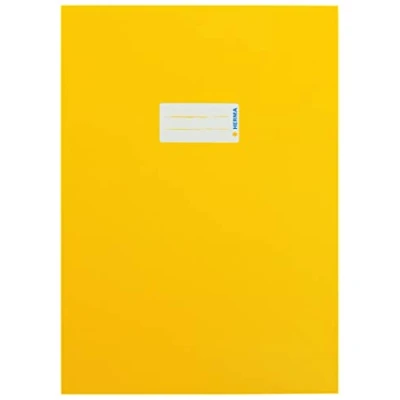 Abbildung von HERMA 19746 Heftumschlag A4 Karton Gelb, Hefthülle mit Beschriftungsfeld aus stabilem &amp; extra starkem Papier, Heftschoner für Schulhefte, farbig