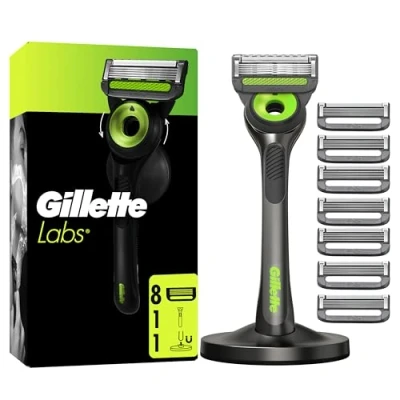 Abbildung von Gillette Labs mit Reinigungs Element, Rasierer für Männer, 1 Handstück 8 Klingen, Wandhalterung