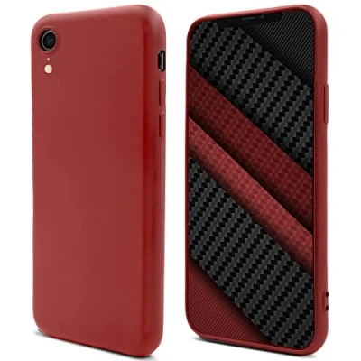 Abbildung von Moozy Lifestyle. Hülle für iPhone XR, Vintage Rosa Silikon Handyhülle Schutzhülle mit Mattem Finish und Weichem Mikrofaserfutter
