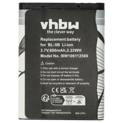 Abbildung von vhbw Akku kompatibel mit Technaxx Musicman BT X1, MA Soundstation Handy Smartphone Telefon (600mAh, 3,7V, Li Ion)