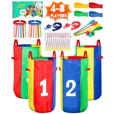 Abbildung von Eocolz Outdoor Karnevalsspiele, Kartoffelsackbeutel für Kinder und Erwachsene, Eierlöffel Rennen, 3 beinige Rennbänder, Fangschwanz Spiele, Geburtstagsfeier, Feldtag, Familientag, Hof, Rasen, Ostern,
