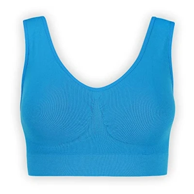 Abbildung von UnsichtBra Bustier Damen BH ohne Buegel Wohlfühl Bustiers Top Bügelloser Soft Bra Schlaf Still Sport Bralette in vielen Farben (wellbra_sngl)(3XL, Blau)