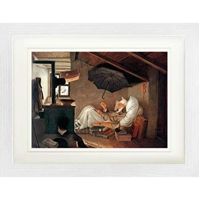 Abbildung von 1art1 Carl Spitzweg Poster Der Arme Poet Gerahmtes Bild Mit Edlem Passepartout Wand Bilder Im Bilderrahmen 40x30 cm