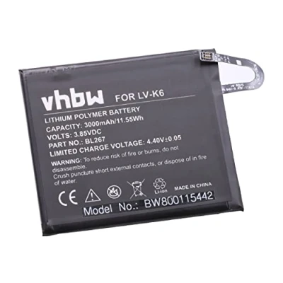 Abbildung von vhbw 1x Akku kompatibel mit Lenovo Vibe K6 Handy Smartphone Telefon (3000 mAh, 3,85 V, Li Polymer)