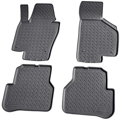 Abbildung von Recambo 3D Gummi Fußmatten kompatibel für VW Passat 3C B6 BJ 2005 2010 Auto Gummimatten Passgenau mit Rand schwarz