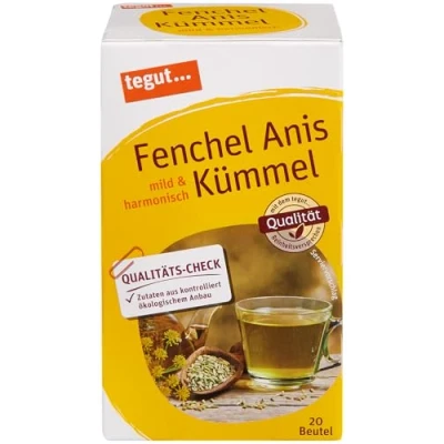 Abbildung von tegut… Tee, Fenchel Anis Kümmel, 20 Beutel, 40 g