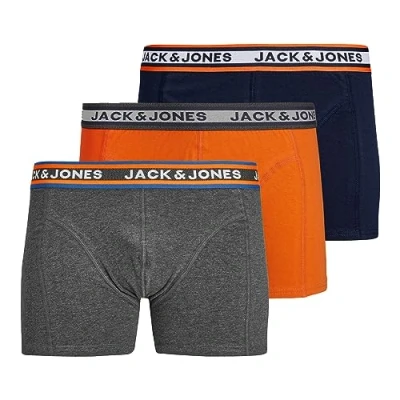 Abbildung von Jack &amp; Jones Jacmyle Trunks 3 PACK Panties, Herren, Größe: Large, Orange/grey/black