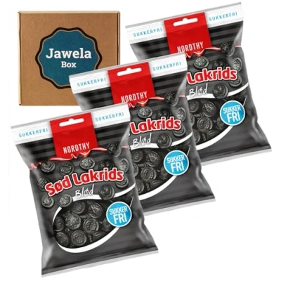 Abbildung von Zuckerfrei Nordthy Sød Lakrids Süß Lakritz weich sukkerfri 3er Pack 3 x 75g sugarfree Süßlakritz Jawela Box ohne Zucker, kalorienreduziert