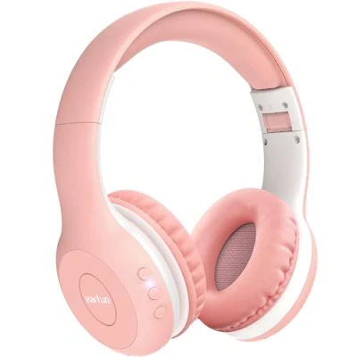 Abbildung von EarFun Bluetooth Kopfhörer Kinder, 85/94dB Lautstärkeregelung, HiFi Sound, HD Mikrofon, 40 Std Akku, Faltbare, Einstellbar, Kabellos Kinder für Schule/Reise, Rosa