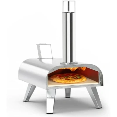 Abbildung von BIG HORN OUTDOORS Pizzaofen für Holzpellets, tragbarer Edelstahl Pizzagrill