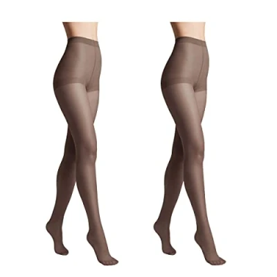 Abbildung von Conte elegant 2er Pack langlebige Damenstrumpfhose Halbmatt SOLO 20 DEN Damen Feinstrumpfhose Strumpfhose mit markiertem Höschenteil Einfarbig Farbe Grafit Größe 3