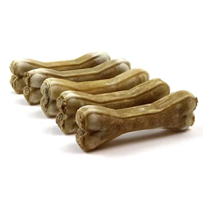 Abbildung von DOGBOSS 100% Natur Kauknochen Hundeknochen, Rinderhaut mit Lamm, 5 Stück 22 cm