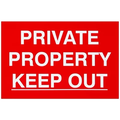Abbildung von Scan PVC Schild mit Aufschrift „Private Property Keep Out“, 1652 300 x 200 mm