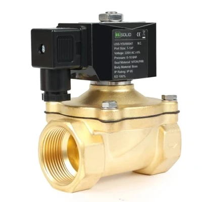 Abbildung von U.S. Solid Solenoid Valve Magnetventil Messing G 1 1/4&quot; 230V AC stromlos geschlossen NC 0 10 bar, elektrisches Wasserventil für Wasser Luft Diesel Kerosin Benzin