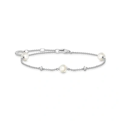 Abbildung von THOMAS SABO Damen Armband Perlen mit weißen Steinen 925 Sterlingsilber A2038 167 14 L19V