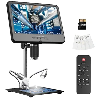 Abbildung von Andonstar AD210 10.1 Zoll LCD Digitales Mikroskop für Erwachsene, Lötmikroskop Elektronikreparatur, Münzmikroskop Kamera mit Vollbildansicht Fehlermünzen Licht