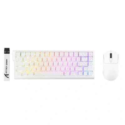 Abbildung von ATTACK SHARK X68 HE Kabelgebundene Magnetische Tastatur mit X3 Kabelloser Gaming Maus Kombination, 8000Hz Rapid Trigger Tastatur, 0,01 mm RT Präzision, Leichte Maus, PAW3395,26000 DPI Weiße Konturen