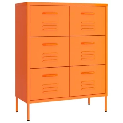 Abbildung von vidaXL Schubladenschrank mit 6 Schubladen Sideboard Kommode Anrichte Schrank Beistellschrank Mehrzweckschrank Orange 80x35x101,5cm Stahl