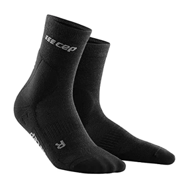 Abbildung von CEP Merino Laufsocken Herren mit Kompression COLD WEATHER MID CUT schwarz, Gr. XL, mittelhohe Kompressionssocken Wolle für kalte Temperaturen, Sport Wintersocken Stabilität