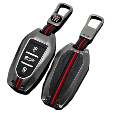 Abbildung von Happyit Autoschlüsselhüllen aus Zinklegierung für Peugeot 3008 208 308 508 408 307 4008 Citroen C4 C4L C3 C6 XR Picasso DS3 DS4 DS5 3 Tasten (A, Matte Farbe)