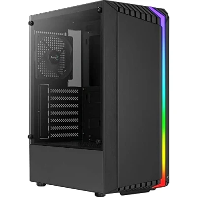Abbildung von AeroCool BIONICV1BK Schwarz, RGB Gaming PC Gehäuse, Gehärtetes Glas+12cm Lüfter